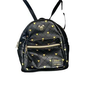 Loungefly Black Backpack with Gold Mickey Accents